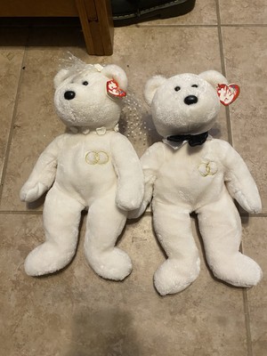 Mrs Retired 2004 White Plush Ty Beanie Babie Bride Wedding Bridal 14in Bears
