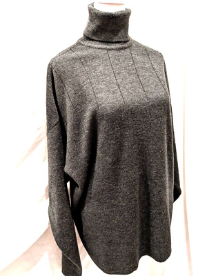 Ann Tjian for Kenar Dk Gray Women's (L) Turtleneck Acrylic/Wool Sweater New Cond