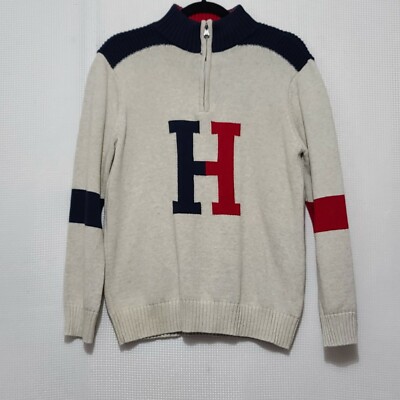 Tommy Hilfiger Boys Keith 1/4 Zip Logo Pullover Sweater BOYS Size Large 16/18