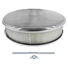 14" x 3" Round Polished Full Finned Aluminum Cleaner Assembly Flat Base Recessed