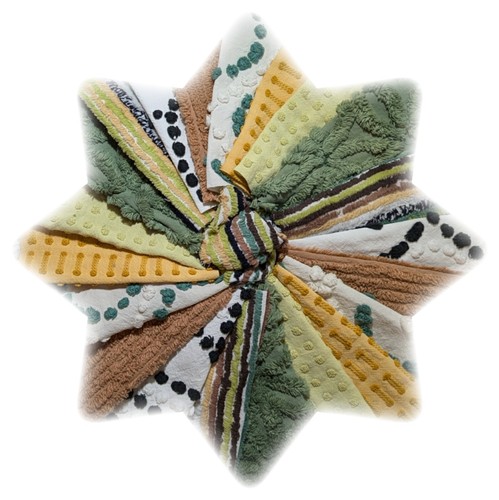 Vintage Chenille Bedspread Quilt Fabric Square Block Kit 21 6 in Fall Vibe - Picture 5 of 6