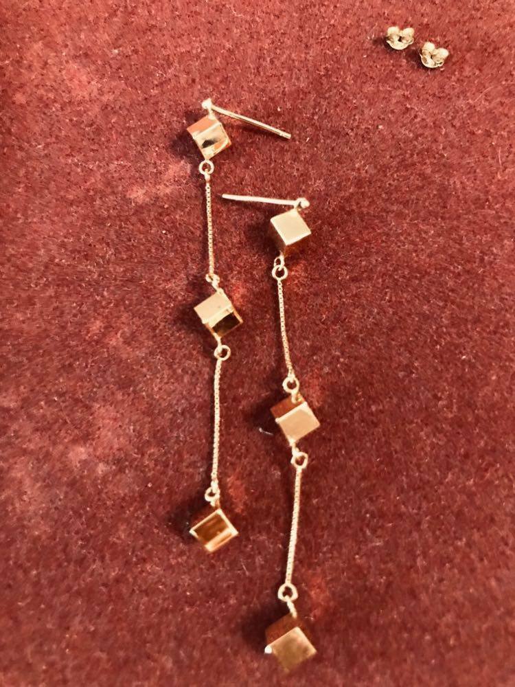 Real Italian Solid 14k Yellow Gold Earrings Drop … - image 3