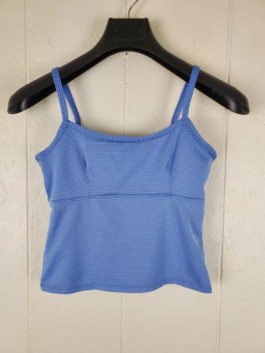 Champion Tank Top Women Medium Blue Spaghetti Strap Built in Bra Stretch  Pullove