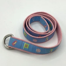 Douglas Paquette Golf Ribbon Canvas D Ring Belt Blue Pink Size Large Club Bag