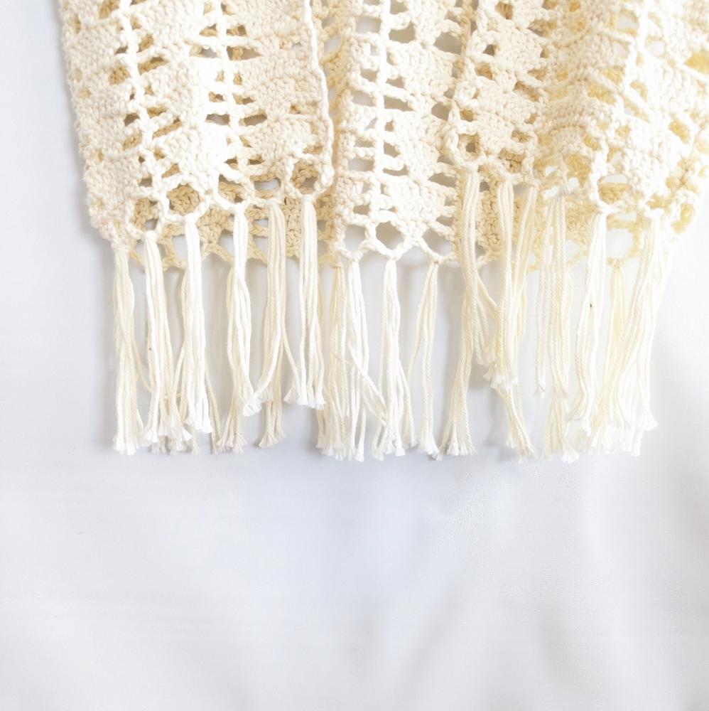 Lilac Valley Creations Boho Fringe Crochet Sweater Vest Large Cream Neutral View 5