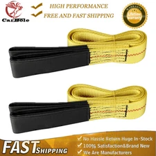 2PCS 9,400 lbs Nylon Cargo Lift Rated Sling Tow Straps Flat Loops Hoist 6' x 2"