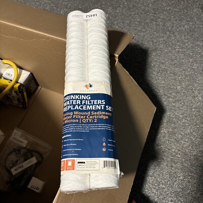 Aquaboon 5 Micron 20 x 2.5 String Wound Sediment Water Filter Cartridge 2 Pack