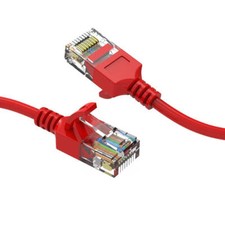 3Ft CAT6A UTP Slim Ethernet Network Booted Cable 28AWG Red
