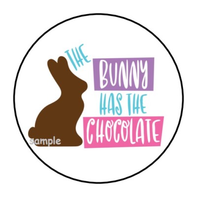 30 THE BUNNY HAS CHOCOLATE ENVELOPE SEALS LABELS STICKERS 1.5