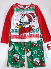 Peanuts Boys 2-Piece Snoopy Christmas Fleece Sleepwear Pajama Set Size S NEW
