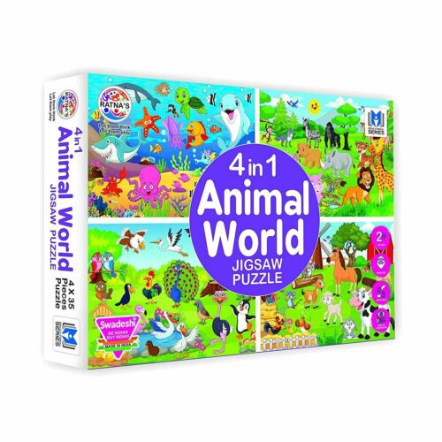 4 EN 1 Animal World 4 Puzzle pour Enfants - 35 Pièces Chaque Multicolore - Photo 1/4