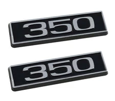 350 Ford Mustang 3.25" Engine Hood Scoop Emblems Badges Pair Black & Chrome