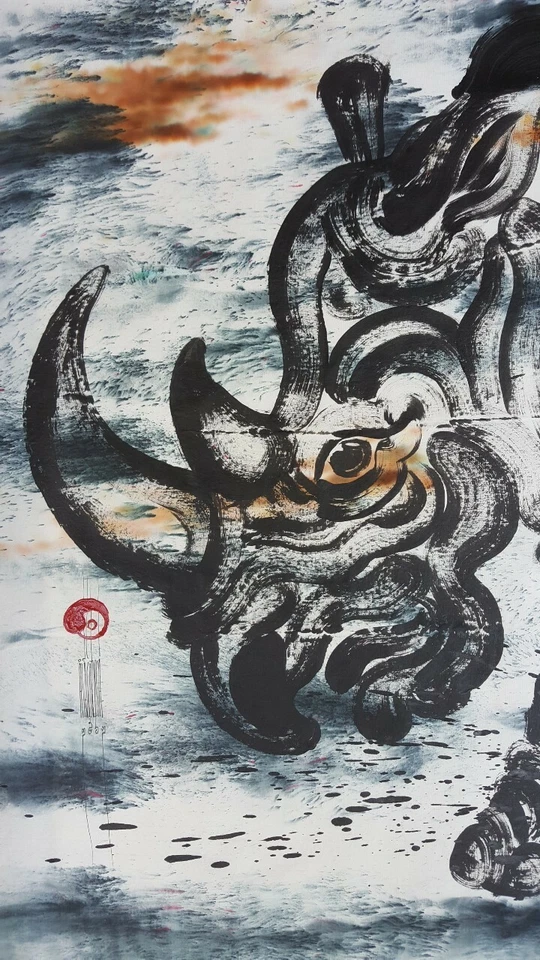 04 Wall decor Abstract Art Painting Original Acrylic On Mulberry Paper Thailand - Image 2 of 4