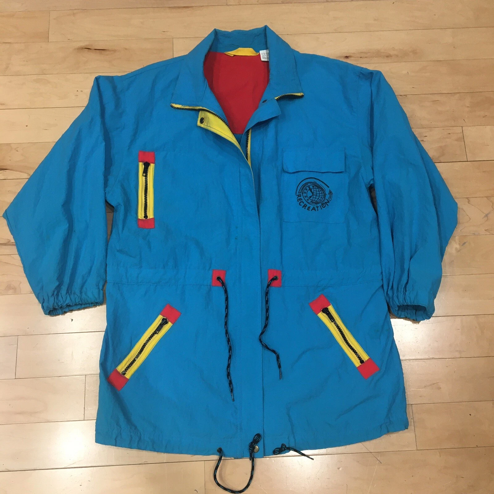 VTG Unisex Recreation SZ Small Hong Kong Turquoise Windbreaker Jacket Zip Up