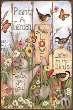 Funny Flowers Birds Metal Sign, Metal Country Rustic Tin Sign, Plant a Garden Wa
