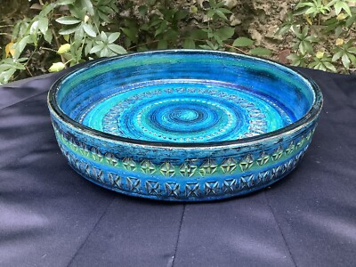 Große Mid Century italienische Rimini Blu Serie Schale von Aldo Londi für Bitossi