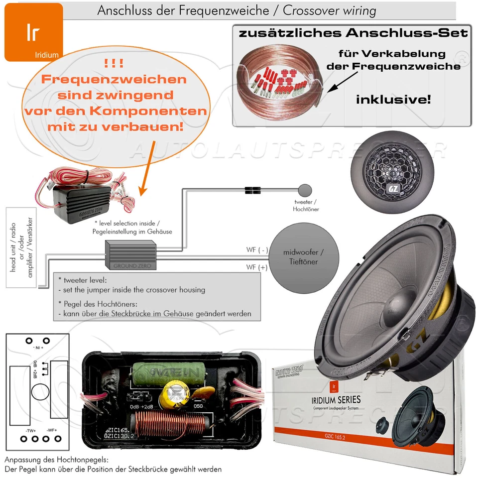 GROUND ZERO LAUTSPRECHER für VW GOLF IV / 4 1996-2006 Front Heck 150W 165 #AJC7 - Bild 3 von 4