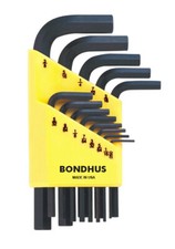 .050"-3/8" Hex End Short Arm L-Wrench Set 13pcs w/ProGuard  Bondhus USA 12237