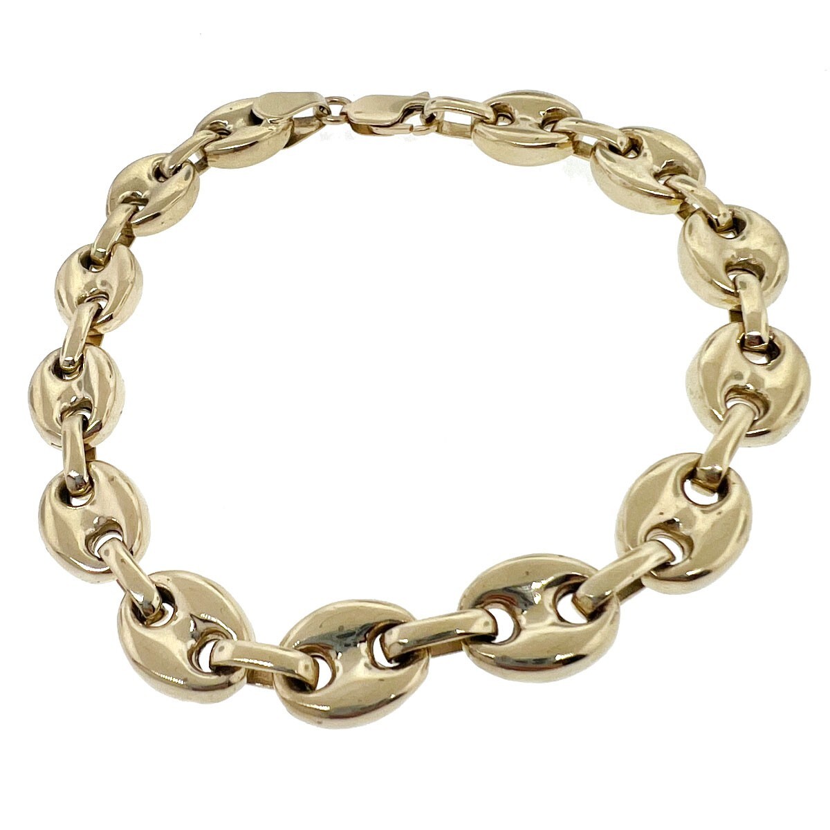 14k Yellow Gold Men's Gucci Link Chain Bracelet Gem