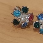 Vintage Signed Nemo Screw Back Earrings Flower missing stones as is — photo 4