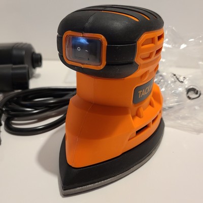 Triangular Corded Extreme Detail 1.1 Amp. Sander 12-Pc. Kit from TackLife Tools.