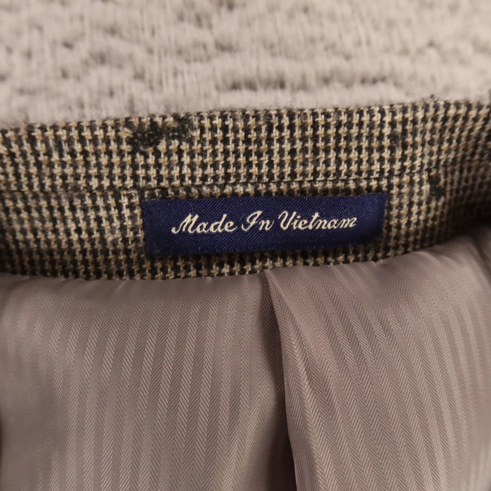 Chaqueta Tweed XL XLT Beige Negro Pata de Gallo Cuadros Corderos Lana Cachemira Blazer 46L Foto 3 de 4