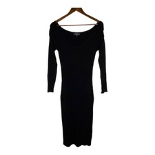 Guess Aly Rib Knit Bodycon Sweater Dress Dark Romance Grunge NEW Women L