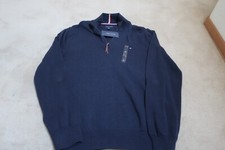 Tommy Hilfiger Men's NWT 1/4 Zip Navy Blue Pullover Size Large 100 Cotton