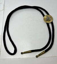 Vintage Horse Head Slide brown Nylon Bolo Tie With Tips