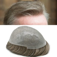 Ultra Thin Skin Men Toupee Human Hairpiece V-Loop 0.06MM Hair Replacement System