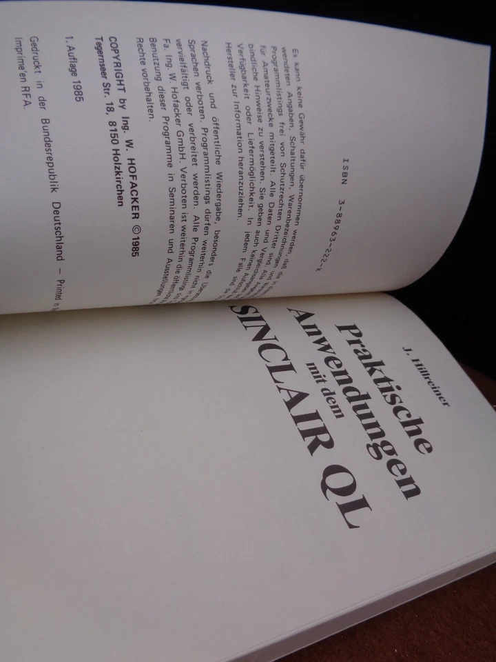 SINCLAIR QL -- ANWENDUNGEN MIT DEM SINCLAIR QL (HOFACKER - BUCH) - Bild 2 von 4