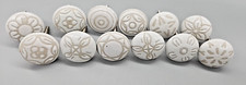 Set 12 Each Unique Design White Ceramic Knobs Ceramic Cabinet Knobs Drawer Pulls
