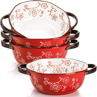 AVLA 4 Pack Ceramic Soup Bowls, 22 Ounces Porcelain Serving Bowl Set