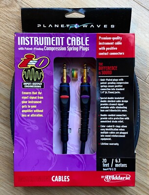 D'ADDARIO PLANET WAVES 20 FUSS GERICHTETES GITARREN- & INSTRUMENTENKABEL Kostenloser Versand UK