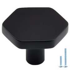 20-Pack Black Cabinet Knobs for Dresser Drawers 1-1/4 inch Hexagon Knobs for ...