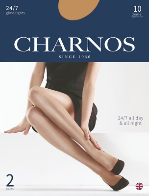 Charnos 24/7 - 10 Den Glanz Strumpfhosen 2 Paar Pack Sherry oder kaum schwarz