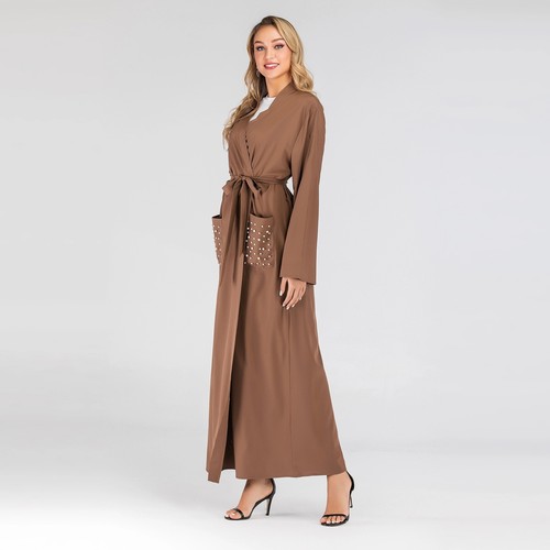 Cardigan donna musulmano aperto caftano abiti lunghi kimono islamico Dubai abiti abito - Foto 18 di 19