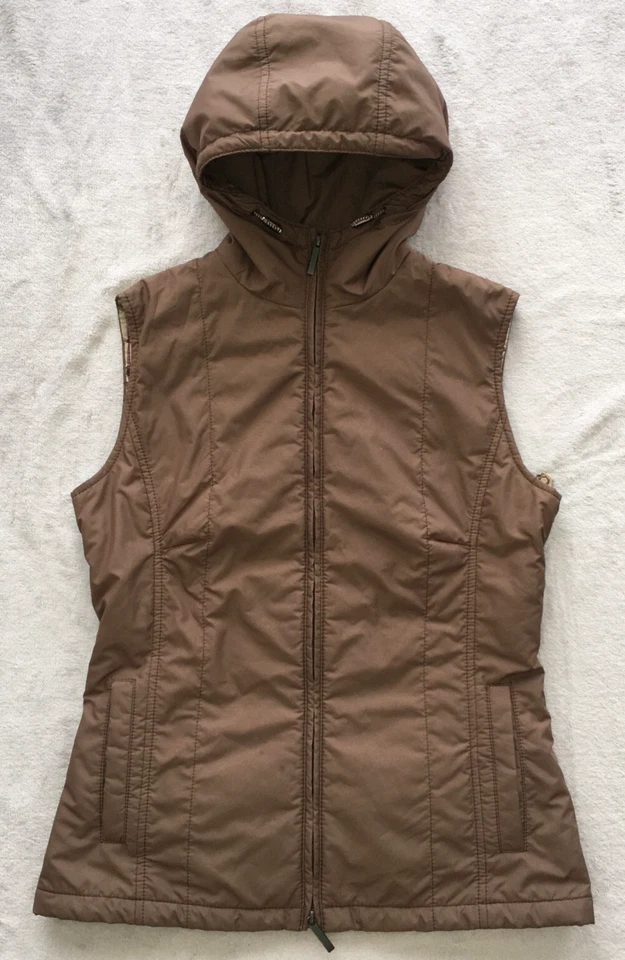 Burberry womens Brown Nova Check Hooded Vest Gilet Waistcoat jacket size 36 - Image 3 of 4