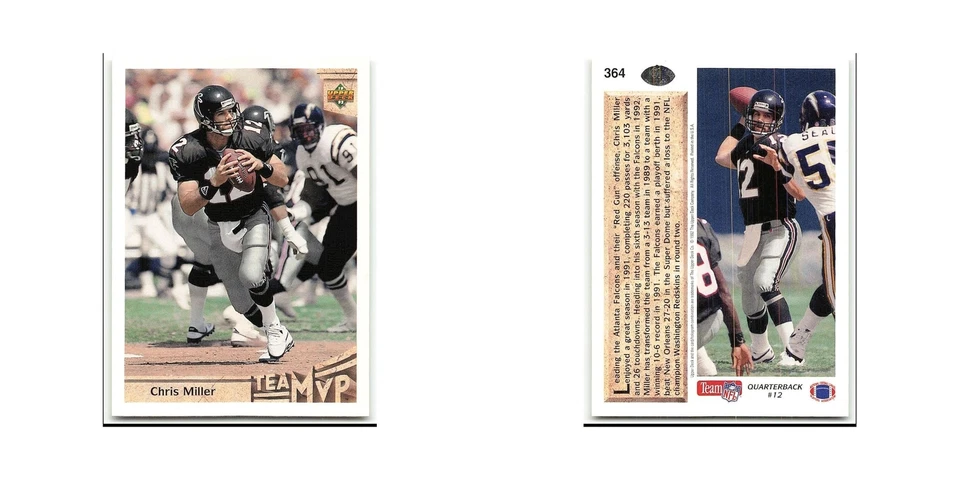 Chris Miller 1992 Upper Deck #364 Atlanta Falcons Football Card NM - Image 3 of 3