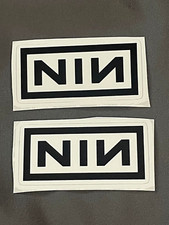 Lot of 2 NINE INCH NAILS 1 1/8" x 2 1/2" Band STICKERS White Black FAST FREE 