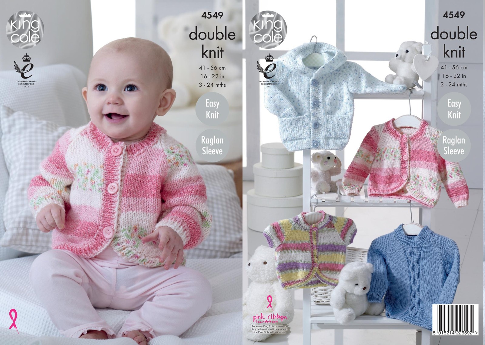 King Cole 4549 Knitting Pattern Babies Hoody, Sweater and Cardigan in DK