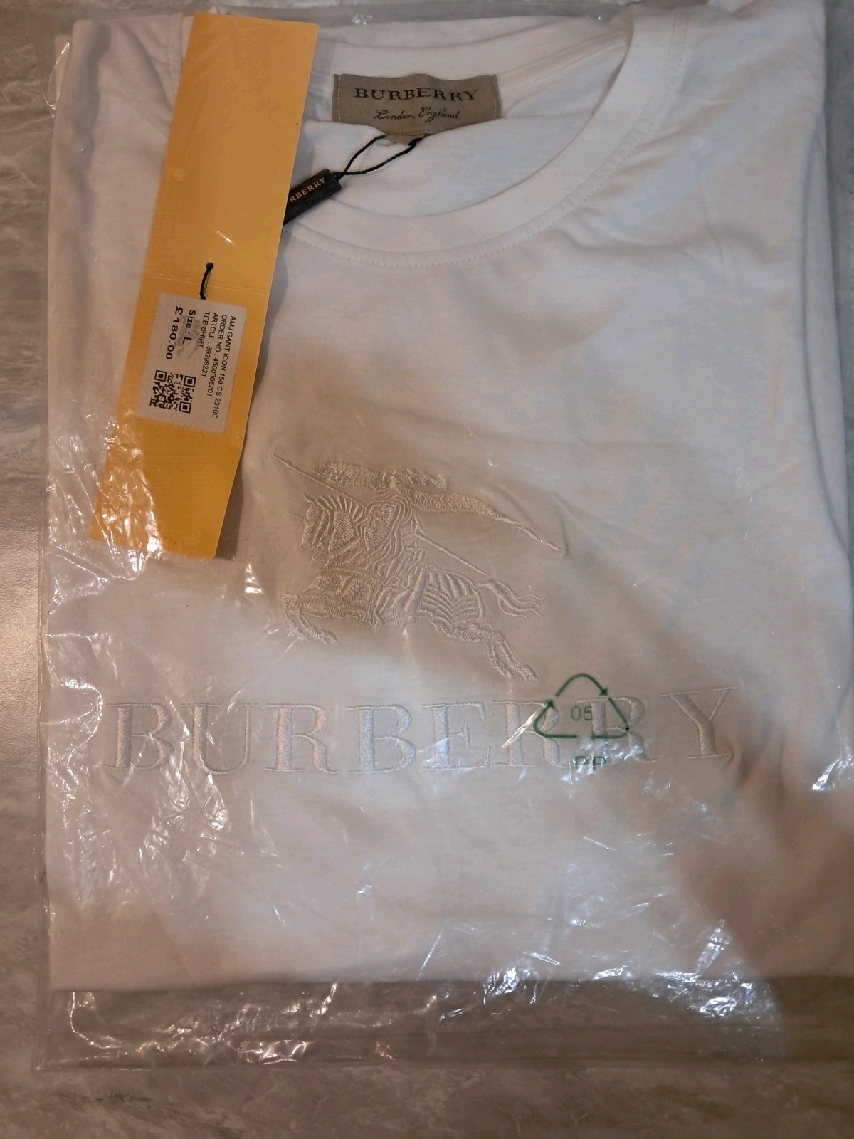 Burberry Men's Cotton Signature Logo Embroidered T-Shirt