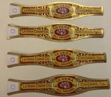 Lot of 4 Large 6” La Vera Cigar Co. Chicago, ILL Cigar Labels Unused