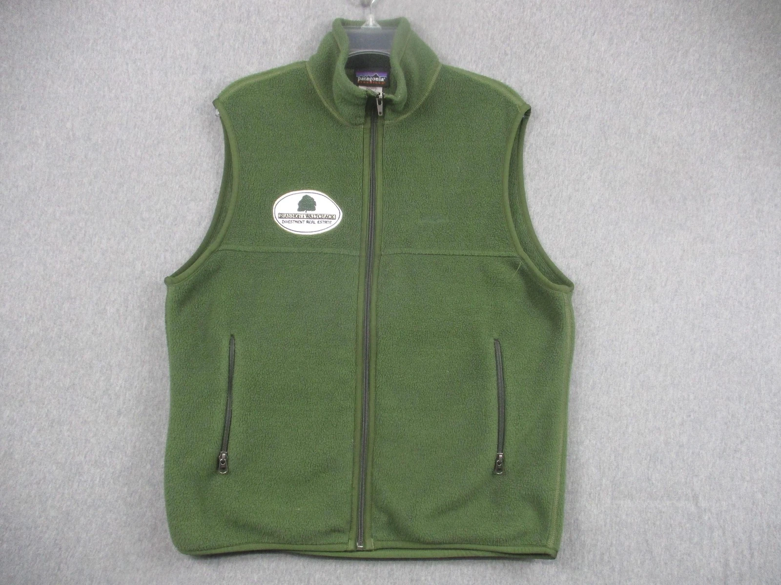 Patagonia Synchilla Fleece Vest Mens Medium Green Full Zip Pockets Logo 25182F6
