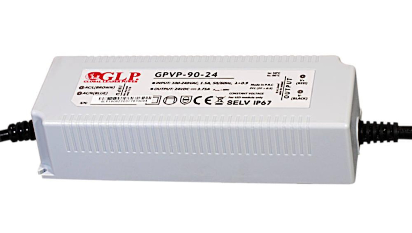 Power supply 12V/7.5A, CV, PFC, IP67 plastic /T2UK