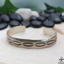 Southwestern Etched Silver Boho Cuff Bracelet