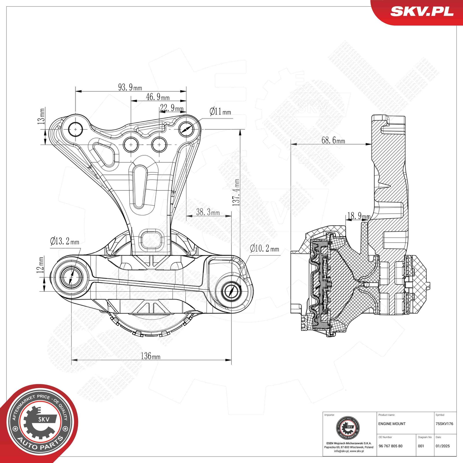2x ✅Fits SKV GERMANY 75SKV176 ENGINE CUSHION 75SKV176   ⭐UK Seller⭐