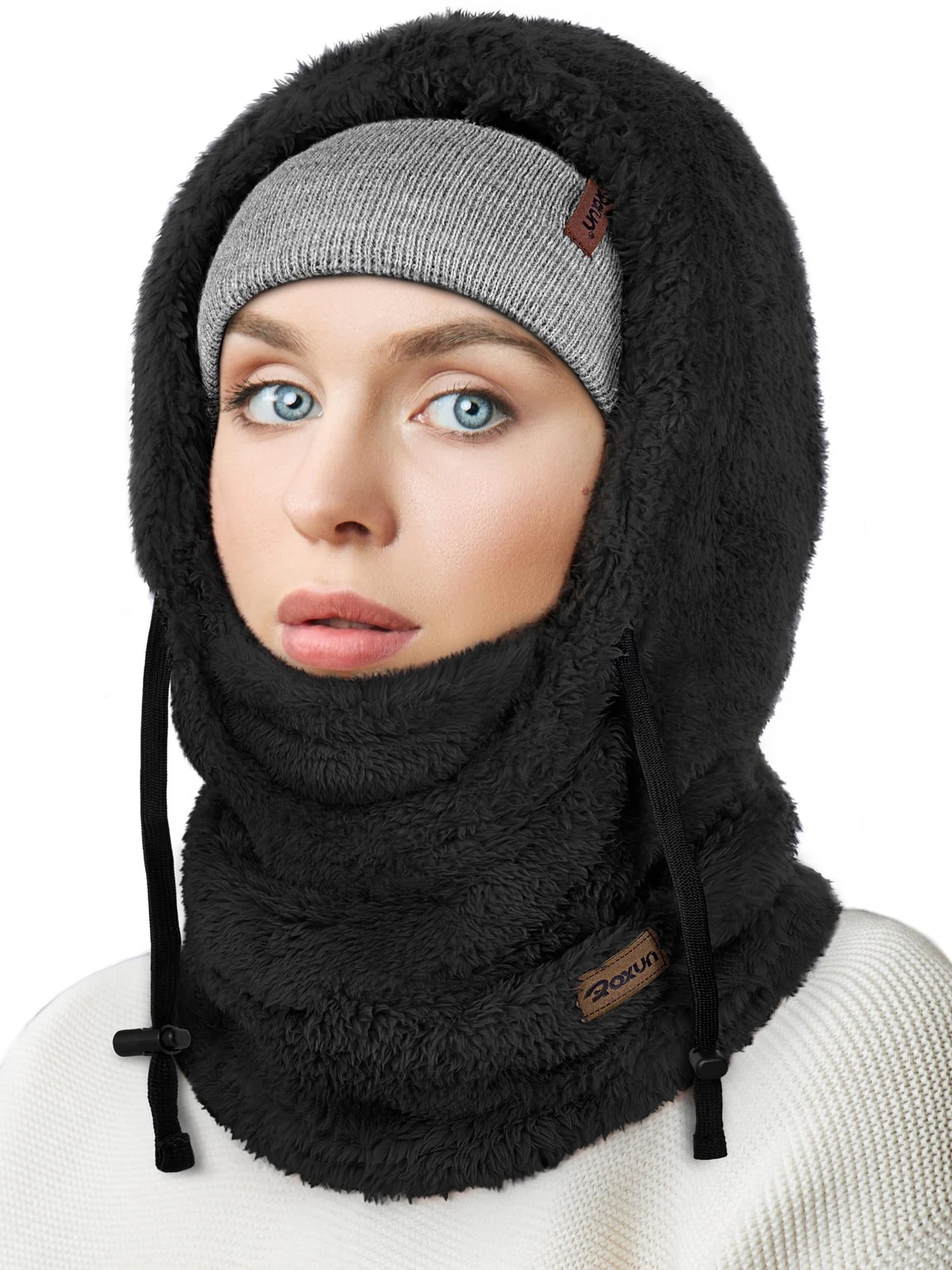 Ski Mask Fleece Balaclava, Windproof Face Mask Winter Warm Neck Cover Hat Hoo...