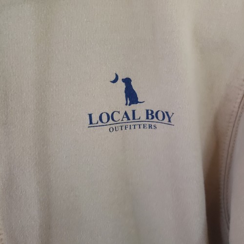 Local Boy Outfitters Graphic Fleece Hoodie Men's S Twisted Dog Logo Beige EUC - Picture 5 of 17