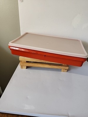 Vintage Tupperware  Bacon/Cold Cut Keeper Rectangular W/Lid Burnt Orange #794